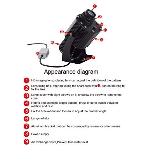WUZHENG 50W LED Custom Image GOBO Logo Projector Light Waterproof for Outdoor Indoor Use,Black1