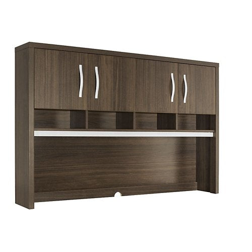 Metropolitan Hutch 72"W Boardwalk Walnut Laminate/Silver Laminate Trim/Silver Hardware