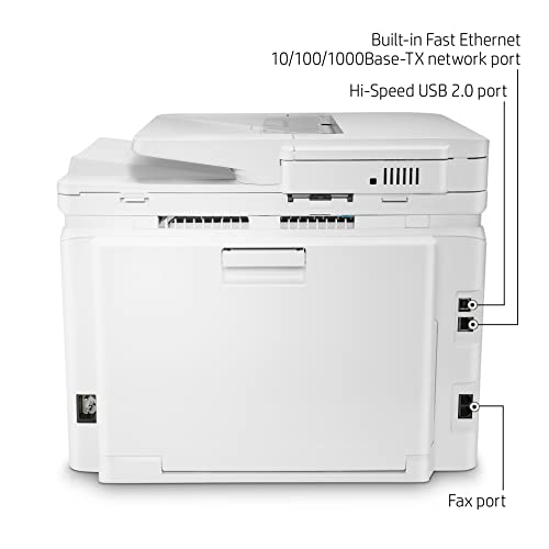 HP Laserjet Pro MFP M283cdwD All-in-One Wireless Color Laser Printer, White - Print Scan Copy Fax - 22 ppm, 2.7" Touchscreen, Auto 2-Sided Printing, 50-Sheet ADF, Ethernet, Cbmou Printer_Cable