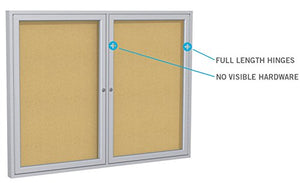 Ghent 36"x72"   3-Door indoor Enclosed Bulletin Board , Shatter Resistant, with Lock, Satin Aluminum Frame  - Natural Cork (PA33672K)  Malde in the USA