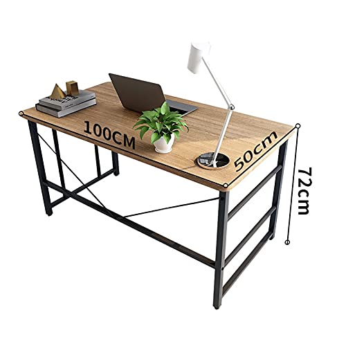 Shelf Computer Desk, 39.4 inch Home Office Writing Desk, Modern PC Table, Workstation for Home/Office, Easy to Assemble, Black Metal Frame