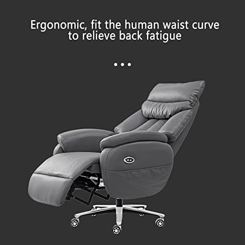 CYXI Office Chair, Adjustable Swivel Boss Chair - Beige Cowhide Leather