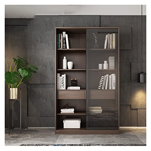 LCARS Floor-to-Ceiling Bookcase with Glass Sliding Doors - Medium Size