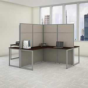 Bush Business Furniture 4 Person L Shaped Cubicle Desk Workstation Panels, 60W x 66H, Mocha Cherry