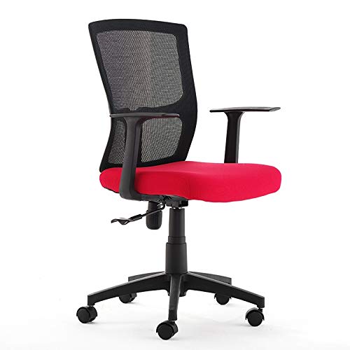 High-Back Mesh Ergonomic Drafting Chair with Adjustable Foot Ring and Arms (Black/Rose Red)