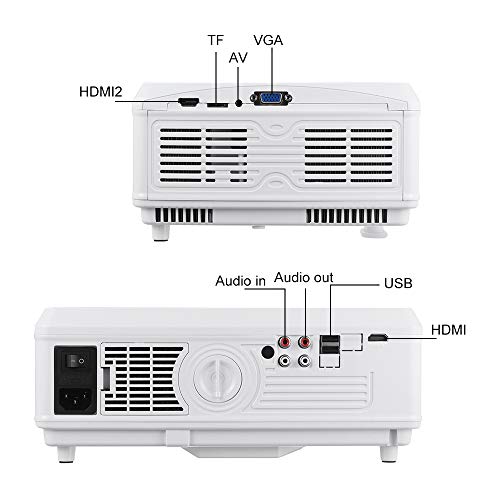 Lexsong HD Video Projector Native 1920×1080P and 300" Display LED LCD Portable Theater Projectors 6000 Lumens for Home Outdoor Company Compatible with TV Stick, Phone, PS4, HDMI, VGA, TF and USB