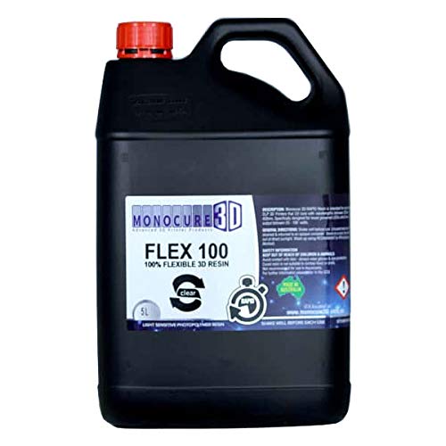 Monocure 3D Rapid FLEX100 3D Resin for Low Power UV 3D Printers (Clear, 5L)