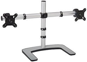 Atdec VFS-DH Dual Freestanding Horizontal Desk Monitor Mount (Supports two displays horizontally up to 27″) with horizontal or vertical orientation, swivelling heads and QuickShift mechanism, Silver,Polished Silver