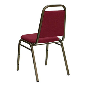 LIVING TRENDS Marvelius Trapezoidal Banquet Chair 20 Pack - Burgundy Fabric, Gold Vein Frame