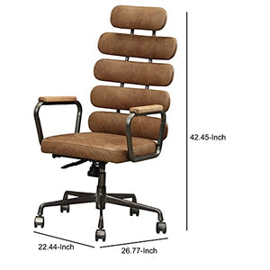 ACME Furniture Calan Office Chair, Retro Brown Top Grain Leather
