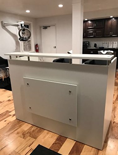 DFS Reception Desk Shell which fits a 15" Monitor - 60" W by 30" D by 44" H White and White Front