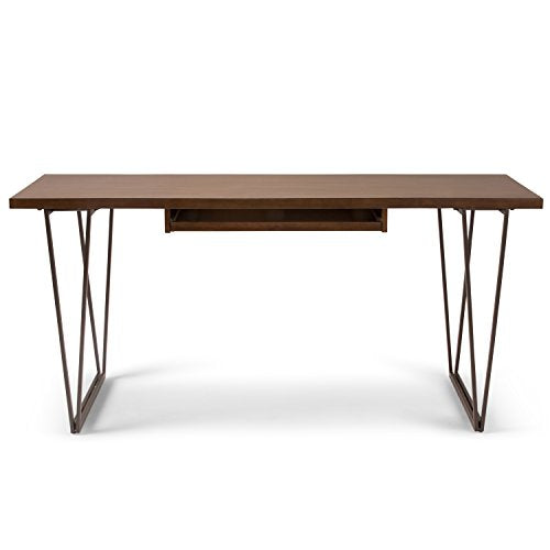SIMPLIHOME Ryder SOLID WOOD and Metal Contemporary Modern 66 inch Wide Home Office Desk, Writing Table, Workstation, Study Table Furniture in Natural Aged Brown