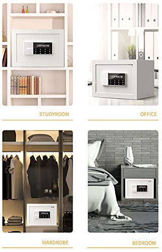 Safe Box | Fireproof Digital Lock Box Security Safe | Home Combination Electronic Steel Safe with Keypad | 2 Manual Override Keys | for Home, Business or Travel, White