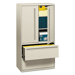 HON 700 Series Lateral File w/Storage Cabinet, 36w x 18d x 64.25h, Light Gray