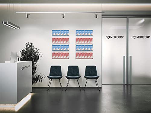 Displays2go Acrylic Wall-Mount Brochure Rack, 4-Tiered, 12-24 Adjustable Pockets - Clear