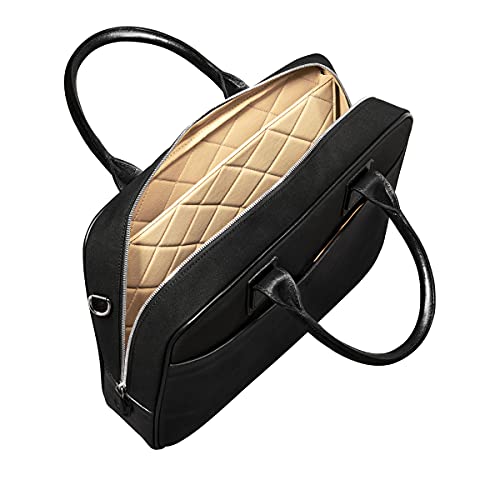 Maxwell Scott Men’s Luxury Quality Water-Resistant Canvas & Leather 15 Inch Laptop Bag - Calvino Canvas Black
