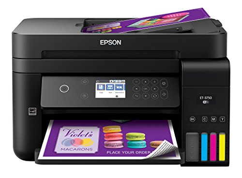 Epson WorkForce ET-3750 EcoTank Wireless Color All-in-One Supertank Printer with Scanner, Copier and Ethernet