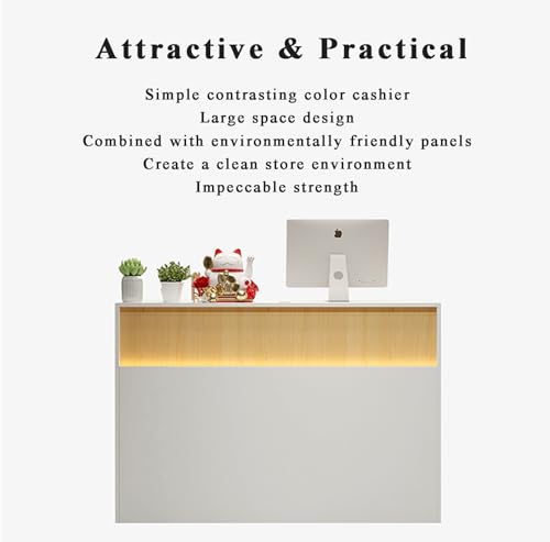 ZXLBTNB Reception Desk Stations Counter Table L-Shape Cashier Checkout Company Front Desk Bar Small Shop Beauty Salon Convenience Store Counter