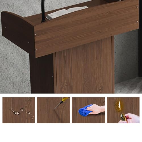 WhYaTT Lectern Podium Stand, Floor Standing Wooden Speaking Podium with Drawer