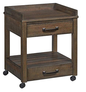 Signature Design by Ashley Johurst Rustic Printer Stand or Accent Table, Distressed Brown