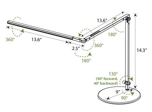 Koncept AR3200-CD-MBK-DSK Z-Bar Slim - LED Desk Lamp with Base, Cool Light/Metallic Black Finish