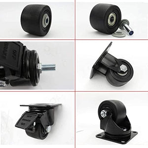 ROLTIN Office Castors Plate Casters 4-Piece Set - 3-inch Nylon Wheel Double Ball Bearing Castors