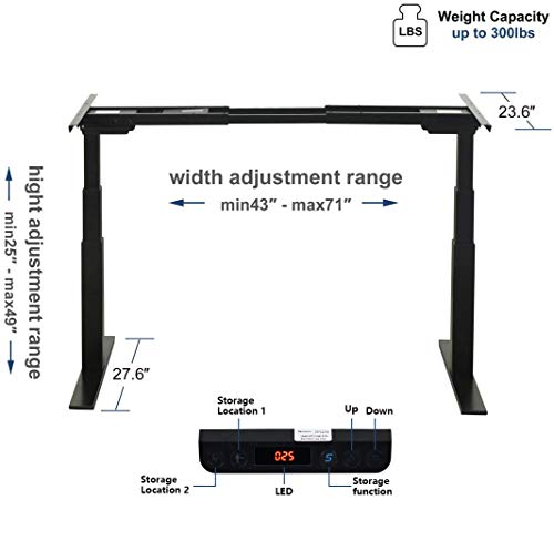 GATFUW Dual Motor Heavy Electric Standing Desk Frame Quick Assembly Height Adjustable Desk DIY Workstation with Touch Memory Controller Motorized Stand Up Desk (Black)