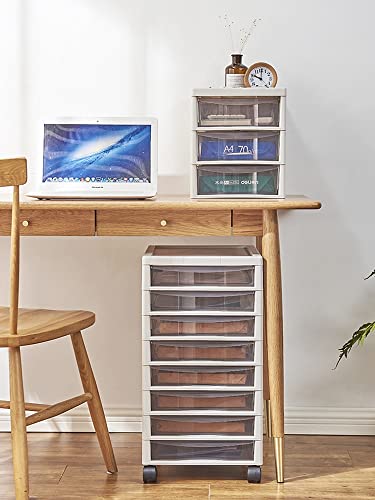 WAHHWF Office Storage Cart 10-Drawer White Plastic Rolling Nightstand