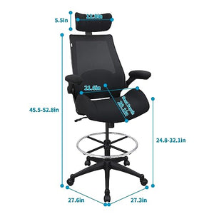 BOLISS High-Back Mesh Ergonomic Drafting Chair - 400lbs Capacity