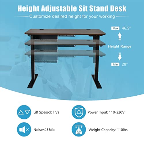 48" Electric Standing Desk Height Adjustable with Control Panel & USB Port - Home Office (Color: B)