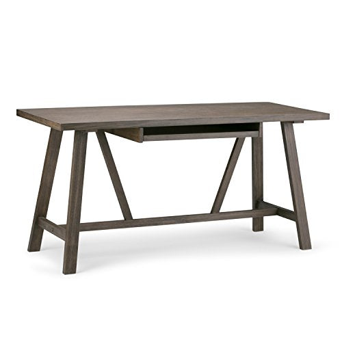 SIMPLIHOME Dylan SOLID WOOD Modern Industrial 60 inch Wide Home Office Desk, Writing Table, Workstation, Study Table Furniture in Driftwood