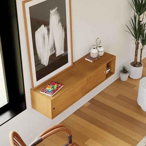 Lschool Cherry Sideboard/Floating Credenza with Sliding Doors