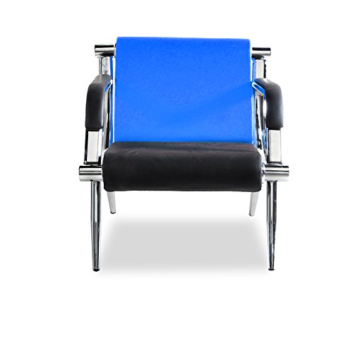 BORELAX 3PCS Office Reception Chair Set Blue and Black PU Leather Waiting Room Bench Visitor Guest Sofa Airport Clinic