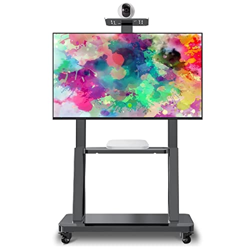 Generic Adjustable Height Mobile TV Stand for Flat Screens, Fits 40-75 Inch TV, Heavy Duty Rolling Cart with AV Shelf & Storage - Space Saving Design