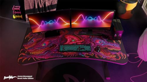 Arozzi Arena Special Edition Ultrawide Curved Gaming and Office Desk with Water-Resistant Desk Mat - Crawling Chaos