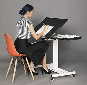 hsmag Mobile Standing Desk, Height Adjustable Tiltable Laptop Table