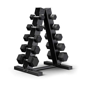 Epic Fitness 150-Pound Hex Dumbbell Set with Heavy Duty A-Frame Rack