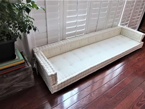 Lschool Tufted Box Custom Bench Cushion, Gray Ticking Stripe