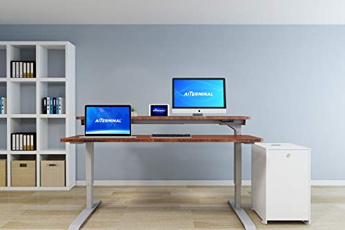 AITERMINAL Split Top Electric Stand Up Desk Single Motor-Height Adjustable Desk (59", Grey Frame/Walnut Top)