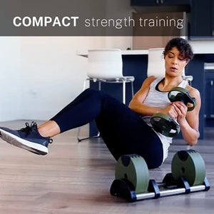 Krato Single Adjustable Dumbbell (20kg/44lb) by ROBURFLEX for Workout Strength Training Fitness Home Gym - Space White color