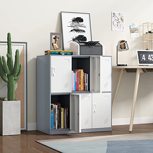 Metal Storage Cabinet with Card Slot - White+Gray 37.8" L*37.8" W*4.33" H