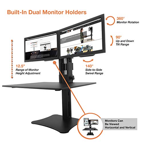 Victor DC350 High Rise Collection Dual Monitor Sit-Stand Standing Desk Converter, 28" by 23" by 15.5", Black