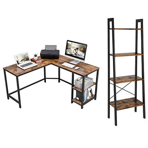 MTTLS Industrial L-Shaped Computer Desk, Corner Desk, Office Study Workstation with Shelves for Home Office, Easy to Assemble, Space-Saving