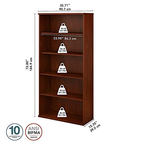 Bush Business Furniture Studio C 5-Shelf Bookcase, Hansen Cherry