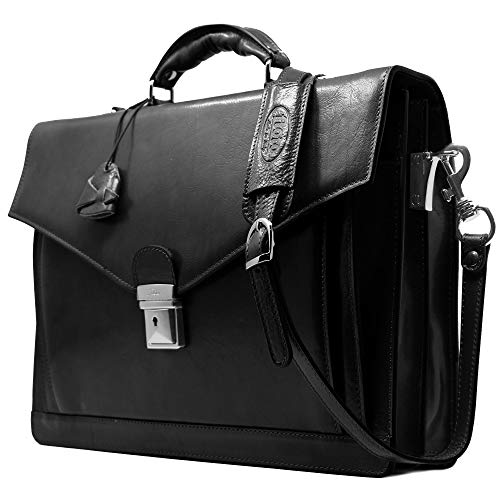 Floto Ponza Full Grain Leather Briefcase in Black