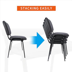 CLATINA Upholstered Stacking Chairs Set of 5 Grey - Office/School/Church Guest Chairs