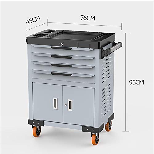 Heavy Duty 4-Drawer Roller Cabinet and Tool Chest Service Utility Cart - Gray, 76x45x95cm