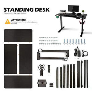 OUTFINE Height Adjustable Standing Desk Electric Dual Motor Home Office Stand Up Computer Workstation (Black, 55")