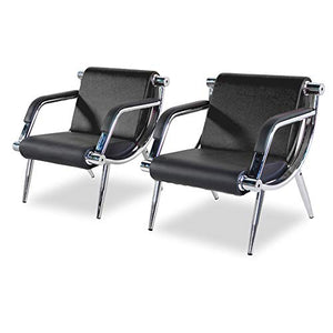 BORELAX 3PCS Office Reception Chair Set Black PU Leather