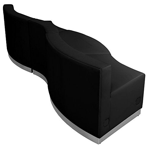 Flash Furniture HERCULES Alon Series Black Leather Reception Configuration, 3 Pieces